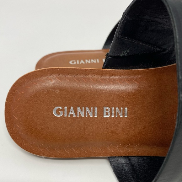 GIANNI BINI Women's Thong Black Leather Flat Sandals FAIRISS 6M - Picture 8 of 13